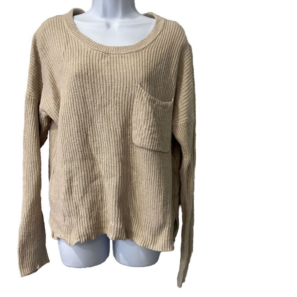 Madewell Thompson Pocket Pullover Sweater Size Med Ribbed Cotton Blend